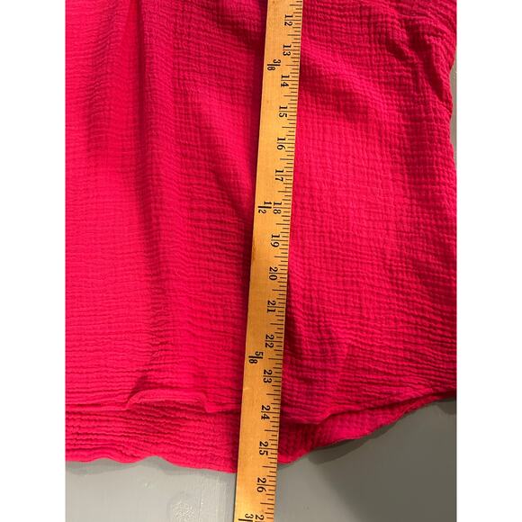 Chico’s Women Size 2 8/10 Gauzy Pink V Neck Long Sleeve Preppy Barbie - Picture 8 of 8